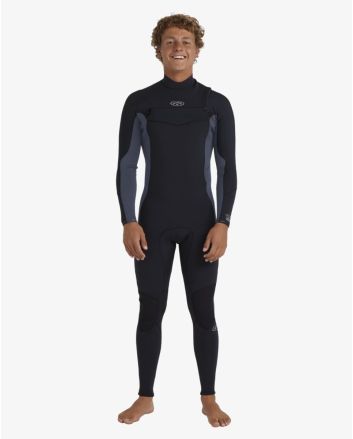 Hombre con Traje de neopreno con cremallera en el pecho Billabong Absolute Natural 4/3mm Blue Combo