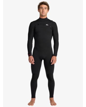 Hombre con traje de surf con cremallera en el pecho Quiksilver Highline 4/3mm Negro