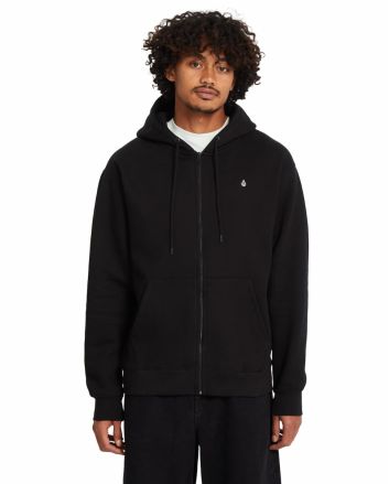 Hombre con sudadera de capucha y cremallera Volcom Single Stone negra