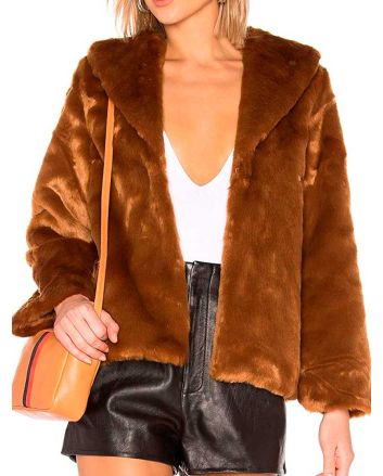 Abrigo de piel sintética Amuse Fur Ever Mine marrón para mujer