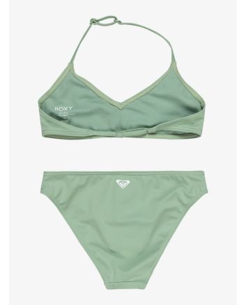 Conjunto de bikini Roxy Solid Active RG verde para niña 6-16 años