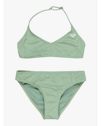 Conjunto de bikini Roxy Solid Active RG verde para niña 6-16 años