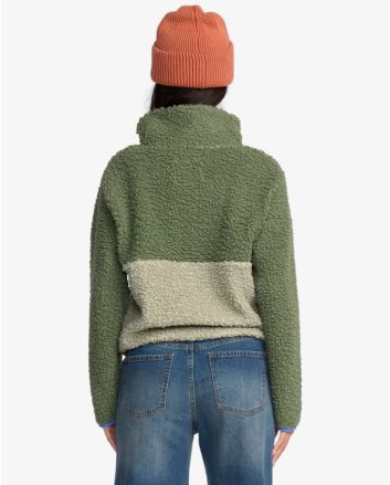 Mujer con Sudadera sherpa de media cremallera Billabong Horizon Verde
