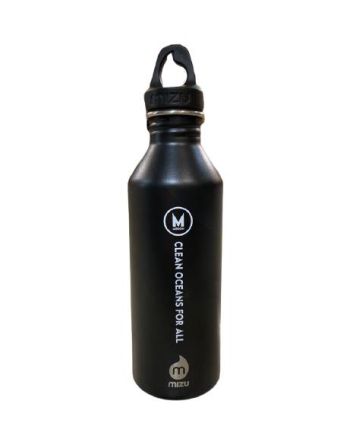 Botella de agua reutilizable Mizu x Mission negra Frontal