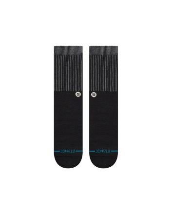 Calcetines Stance Icon Crew Black, diseño unisex con caña alta y líneas verticales en contraste 