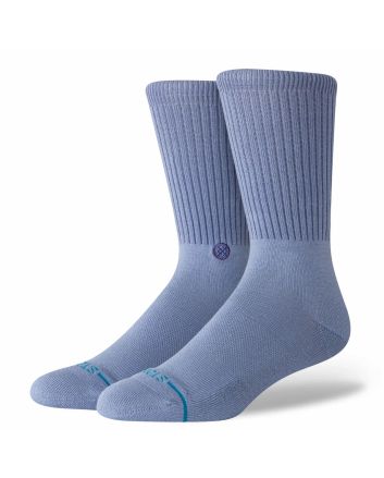 Calcetines Stance Icon Pop Crew en color azul piedra, diseño unisex con caña media y amortiguación 