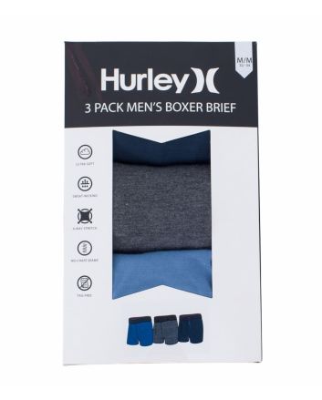 Pack 3 Unidades Calzoncillos Hurley Supersoft Boxer Medium Blue para hombre