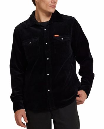 Hombre con Camisa de pana Deus Ex Machina Western Cord Negra