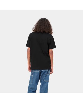 Hombre con camiseta orgánica de manga corta Carhartt WIP American Script Negra