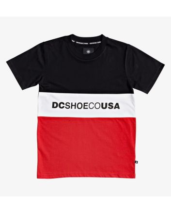 Camiseta de manga corta DC Shoes Glen End para chico roja, blanca y negra