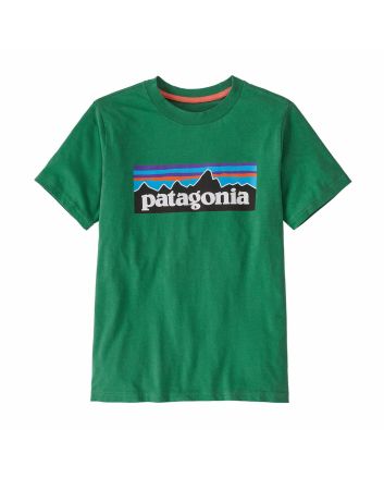 Camiseta orgánica de manga corta Patagonia Kids P-6 Logo Verde para niño/a