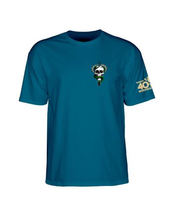 Camiseta de manga corta Powell Peralta Mike McGill Skull & Snake 40th Anniversary Azul Galápagos para hombre