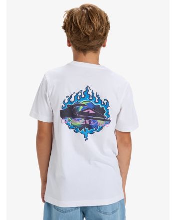 Niño con camiseta de manga corta Quiksilver Ev In Flames Blanca 