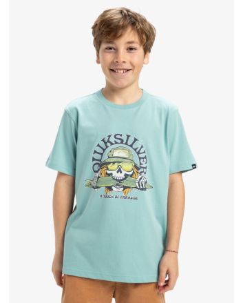 Niño con Camiseta surfera de manga corta Quiksilver Ev Skull Feast Azul Acuífero 