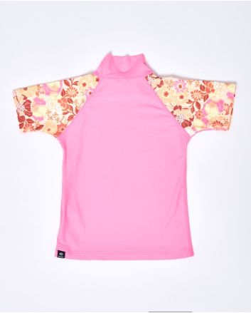Camiseta de protección solar Rip Curl Girls UV SS rosa para niña