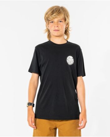 Niño con camiseta orgánica de manga corta Rip Curl Wetsuit Icon Boy negra 