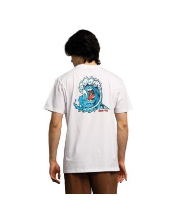 Hombre con camiseta orgánica de manga corta Screaming Wave Blanca