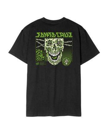 Camiseta de manga corta que brilla en la oscuridad Santa Cruz Toxic Skull Negra para hombre