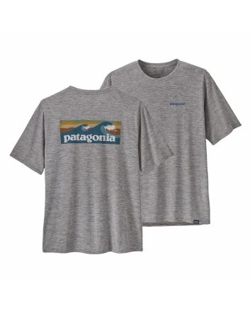 Camiseta técnica Patagonia Men's Capilene Cool Daily Graphic Waters Boardshort Logo gris para hombre