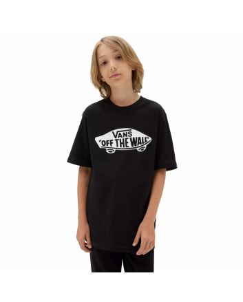 Camiseta de manga corta Vans Style 76 negra y blanca para niños de 8 a 14 años