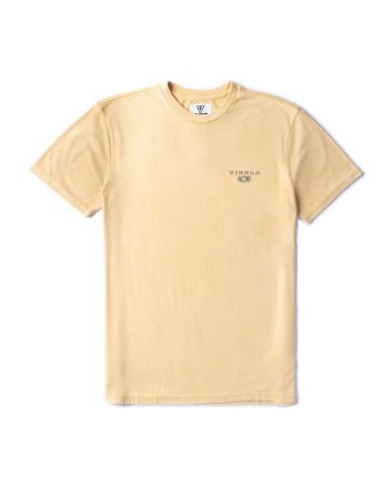 Camiseta Vissla Lucid Dreams Cosmic Wash en color amarillo con gráfico trasero psicodélico de inspiración surfera para hombre