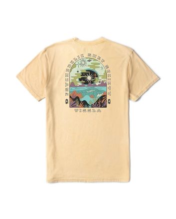 Camiseta Vissla Lucid Dreams Cosmic Wash en color amarillo con gráfico trasero psicodélico de inspiración surfera para hombre