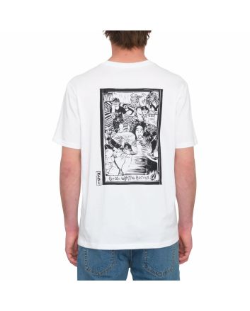 Hombre con camiseta orgánica de manga corta Volcom Maditi Blanca 