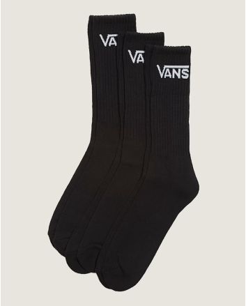 Calcetines Vans Classic Crew 3 Pack negro unisex – diseño acanalado con logotipo Vans