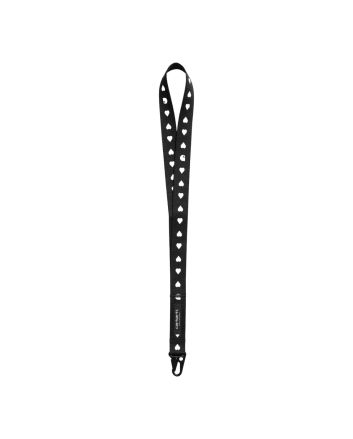 Cinta para colgar las llaves Carhartt WIP Drewe Keychain color negro y blanco natural Heart C Pinstripe