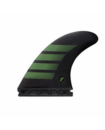 Quillas para tabla de surf Futures F8 Alpha Series color Carbón y Verde Oliva Tri Fins Talla L 