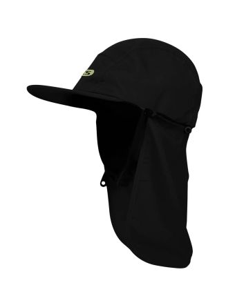 Gorra de surf FCS Essential Legionnaire negra y eucalipto con solapa y protección solar UPF50+