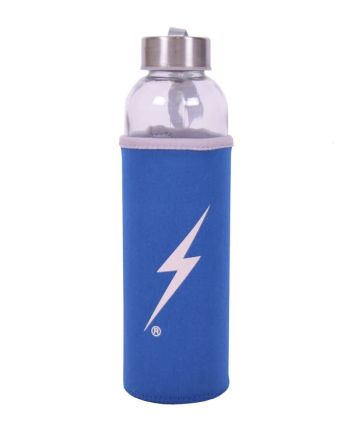 Botella de agua reutilizable de cristal Lightning Bolt Forever Azul