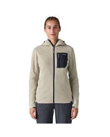 Mujer con forro polar técnico de capucha Patagonia R1 Air Full-Zip Hoody Blanco