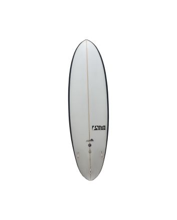 Tabla de surf Funboard Full & Cas Hybrid Performer 6'2" blanca con cantos negros FCS 2