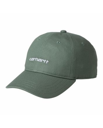 Gorra Carhartt WIP Canvas Script Verde con logo bordado en Blanco Unisex