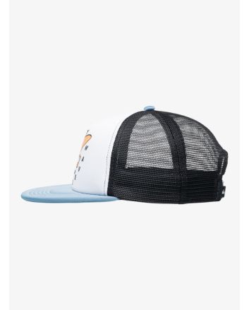 Gorra Quiksilver para niño Romper color blanco con visera plana azul y malla posterior