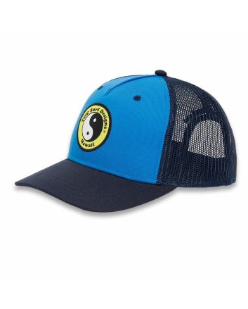 Gorra Trucker T&C Surf Designs Yin Yang Azul con logo amarillo Unisex