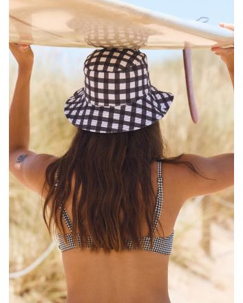 Mujer con Gorro pescador reversible Roxy Jasmine Paradise Antracita con visera ancha