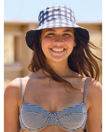 Mujer con Gorro pescador reversible Roxy Jasmine Paradise Antracita con visera ancha

