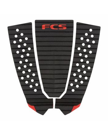 Grip para tabla de surf FCS Filipe Toledo Treadlite Traction Gris y Rojo Tail Pad 3 piezas