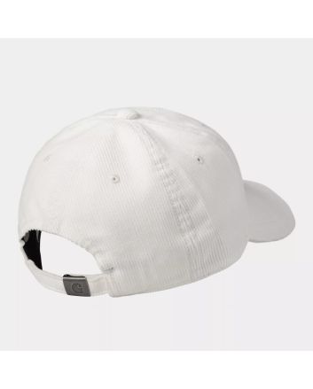 Gorra de pana Carhartt WIP Harlem Cap blanco cera con logo negro Unisex, vista frontal