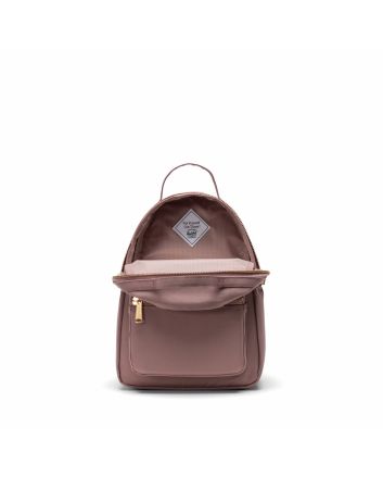 Mochila Herschel Nova Mini en color rosa Ash Rose con bolsillo delantero y logo bordado
