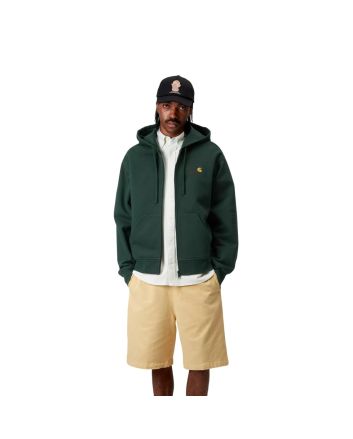 Hombre con Chaqueta tipo Sudadera Carhartt WIP Hooded American Script Jacket Verde Conífera