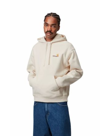 Hombre con sudadera de capucha Carhartt WIP Hooded American Script Sweatshirt Natural