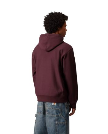 Hombre con sudadera de capucha Carhartt WIP American Script Rondo Granate