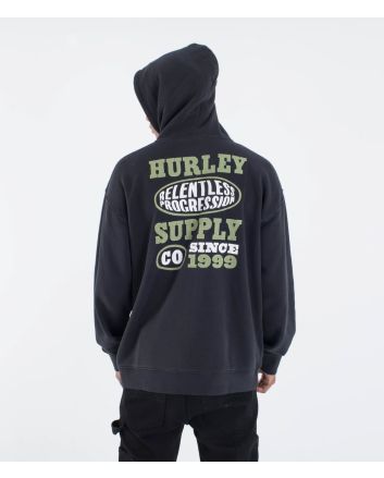 Hombre con Sudadera oversize de capucha Hurley Encore Negra 
