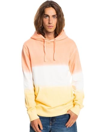 Hombre con sudadera de capucha Quiksilver Ombry Dye en rosa blanco y amarillo Tie Dye