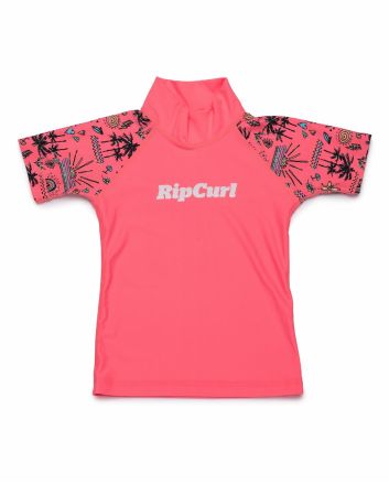 Camiseta de protección solar UPF 50+ Rip Curl Mini Anak coral para niña 