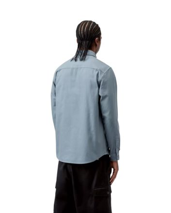 Hombre con Camisa Carhartt WIP L/S Bolton Shirt Velvet Blue Garment Dyed