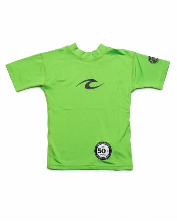 Camiseta de protección solar UPF 50+ Rip Curl Grom Corpo verde lima para niño